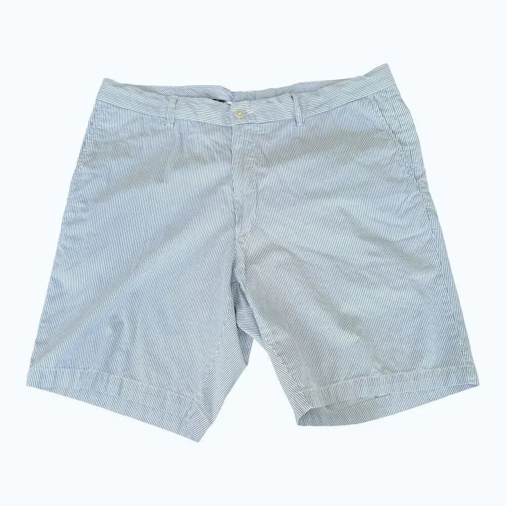 Peter Millar Men’s Seersucker Shorts Size 36 Blue White Stripe Cotton Chino Golf